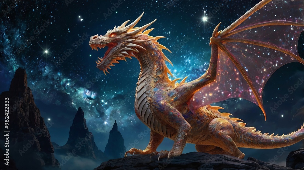 a majestic constellation-bedecked dragon soars amidst swirling dark energies. Chinese Dragon Boat Festival and Chinese New Year a majestic constellation-bedecked dragon soars amidst swirling dark energies. Chinese Dragon Boat Festival and Chinese New Year
