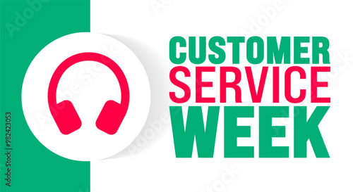Customer Service Week background or banner design template is observed every year in October. Holiday concept. Template for card, poster, placard, template. eps 10