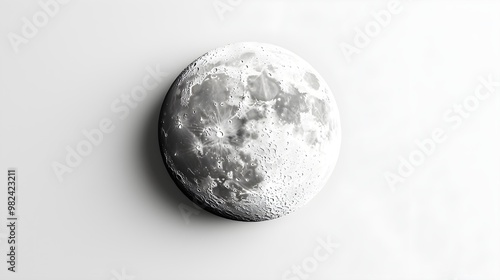 A spooky moon, Halloween night sky, detailed craters, soft glow, isolated on white background photo