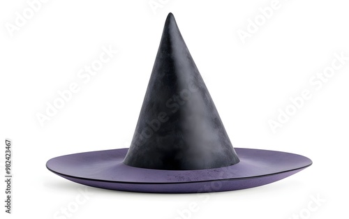 A witch hat, Halloween accessory, watercolor style, dark purple and black, isolated on white background photo