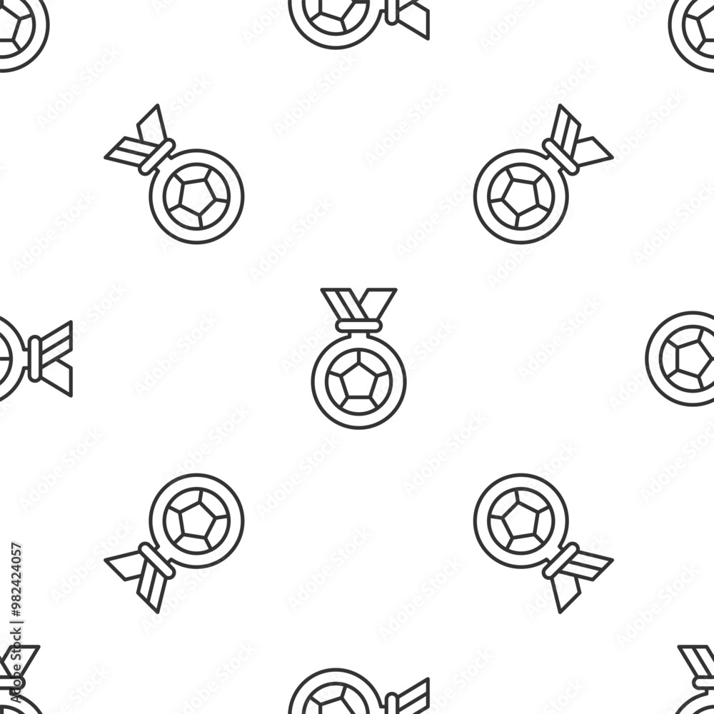 Grey line Football or soccer medal icon isolated seamless pattern on white background. Vector Grey line Football or soccer medal icon isolated seamless pattern on white background. Vector