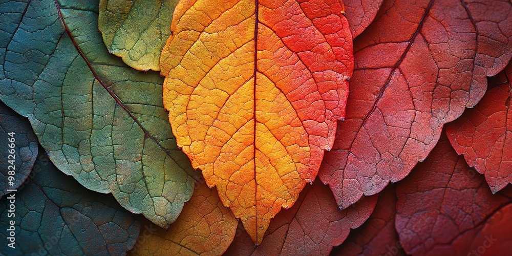 Obraz premium Autumnal Leaf Textures A Symphony of Color and Detail