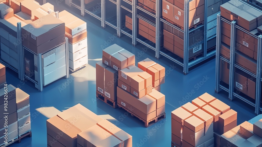 This shows a warehouse with boxes, representing the process of ordering, storing, and delivering goods. It highlights how location impacts business success and profits. This shows a warehouse with boxes, representing the process of ordering, storing, and delivering goods. It highlights how location impacts business success and profits.