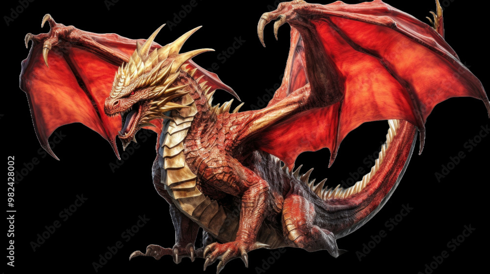 Fiery Dragon with Spread Wings Fiery Dragon with Spread Wings