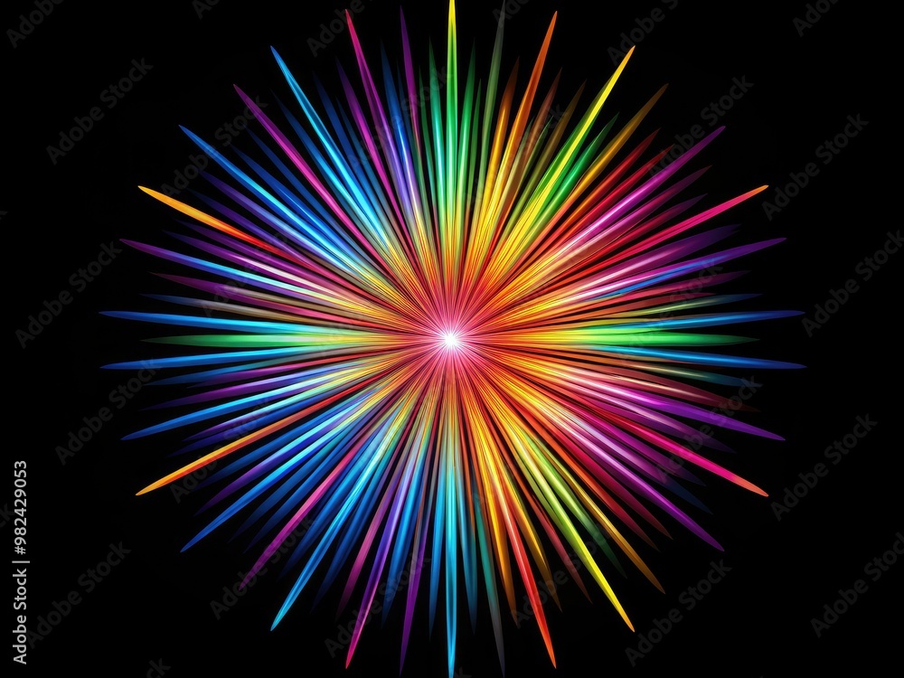 A kaleidoscope of colors radiates from a central point, forming a starburst shape with shimmering, iridescent hues on a transparent canvas of swirling light. A kaleidoscope of colors radiates from a central point, forming a starburst shape with shimmering, iridescent hues on a transparent canvas of swirling light.