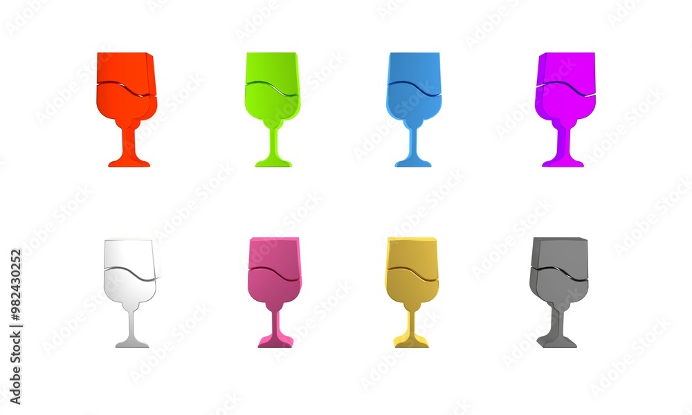 Colorful Jewish goblet icon isolated on white background. Jewish wine cup for kiddush. Kiddush cup for Shabbat. Minimalism concept. 3D render illustration Colorful Jewish goblet icon isolated on white background. Jewish wine cup for kiddush. Kiddush cup for Shabbat. Minimalism concept. 3D render illustration