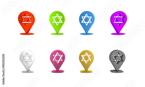 Colorful Star of David icon isolated on white background. Jewish religion symbol. Symbol of Israel. Minimalism concept. 3D render illustration Free Download Colorful Star of David icon isolated on white background. Jewish religion symbol. Symbol of Israel. Minimalism concept. 3D render illustration - GFXLoad