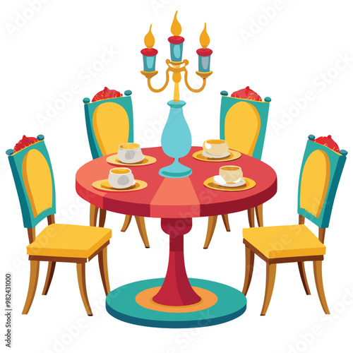 Dining table vector illustration isolated on a white background