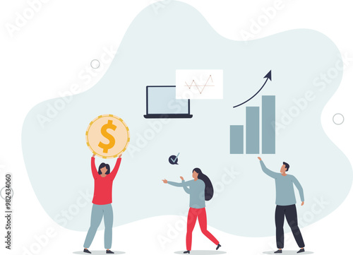 Finance fundamentals with business profit analysis.flat design with people.