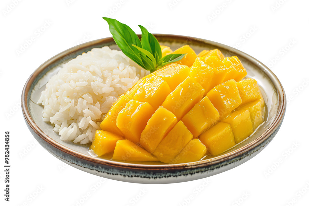 Mango sticky rice on a plate Mango sticky rice on a plate