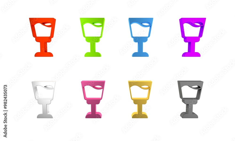 Colorful Wine glass icon isolated on white background. Wineglass sign. Minimalism concept. 3D render illustration Colorful Wine glass icon isolated on white background. Wineglass sign. Minimalism concept. 3D render illustration