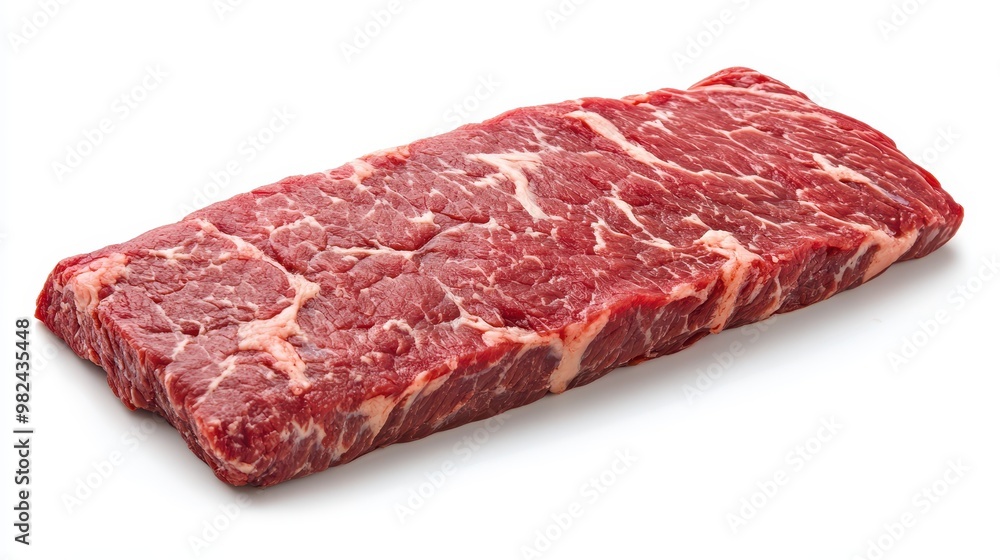Beef tri-tip, raw, thick and marbled, isolated on a white backdrop. Beef tri-tip, raw, thick and marbled, isolated on a white backdrop.