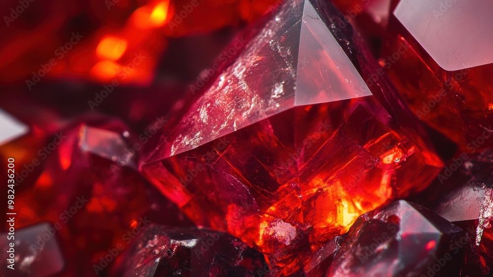 Deep red garnet gemstone with intense clarity and sharp facets. Deep red garnet gemstone with intense clarity and sharp facets.