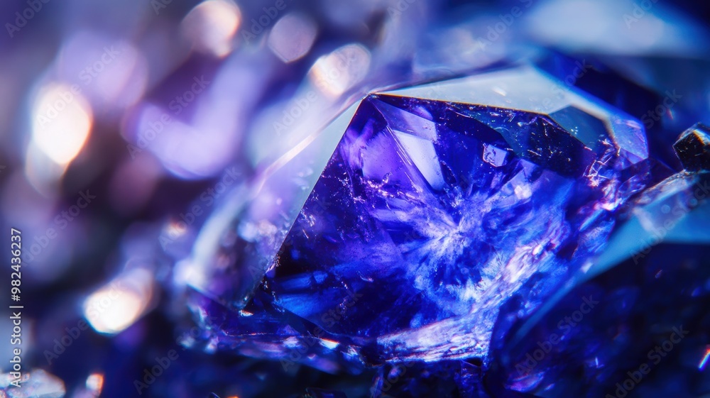 Vivid tanzanite close-up with bright blue and purple facets, smooth textures Vivid tanzanite close-up with bright blue and purple facets, smooth textures