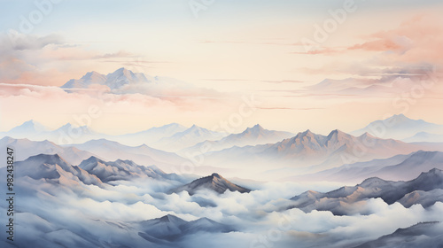  mountains landscape. landscape in watercolor style