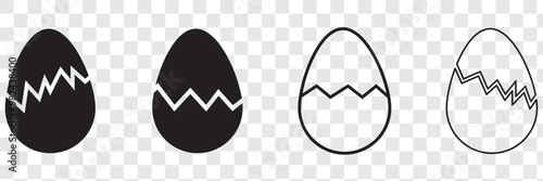 Egg icon Broken set eggs sign. Outline vector element. Black line style