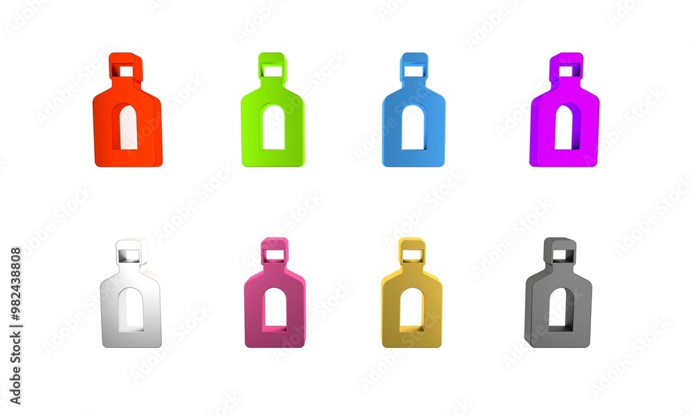 Colorful Bottle of shampoo icon isolated on white background. Minimalism concept. 3D render illustration Colorful Bottle of shampoo icon isolated on white background. Minimalism concept. 3D render illustration