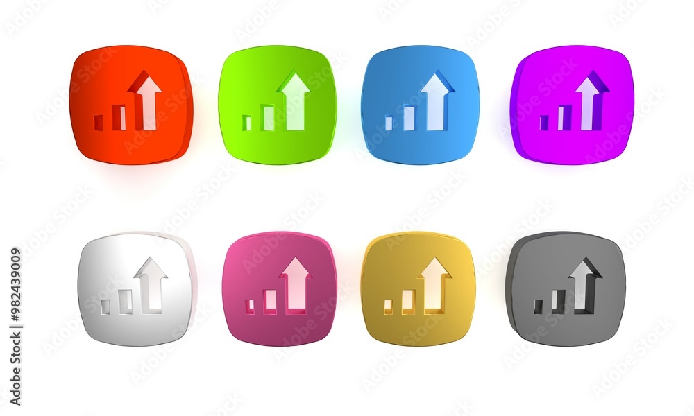 Colorful Financial growth increase icon isolated on white background. Increasing revenue. Minimalism concept. 3D render illustration Colorful Financial growth increase icon isolated on white background. Increasing revenue. Minimalism concept. 3D render illustration