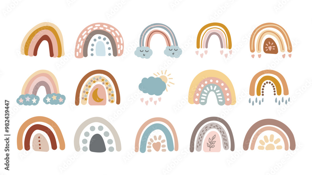 Cute rainbows clipart. Illustration for decoration kids playroom or greeting card. Hand drawn doodle Cute rainbows clipart. Illustration for decoration kids playroom or greeting card. Hand drawn doodle