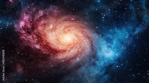 Cosmic Whirl, an abstract depiction of a swirling galaxy filled with vibrant colors and sparkling stars, evoking a sense of wonder and infinite possibilities.