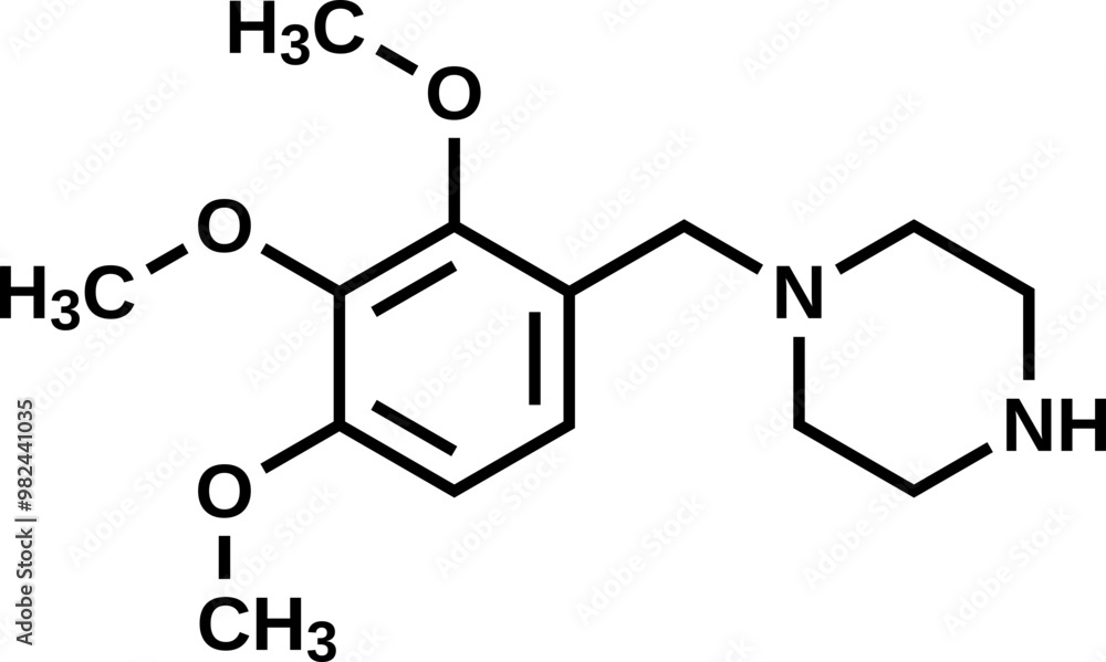 Trimetazidine structural formula, vector illustration Trimetazidine structural formula, vector illustration