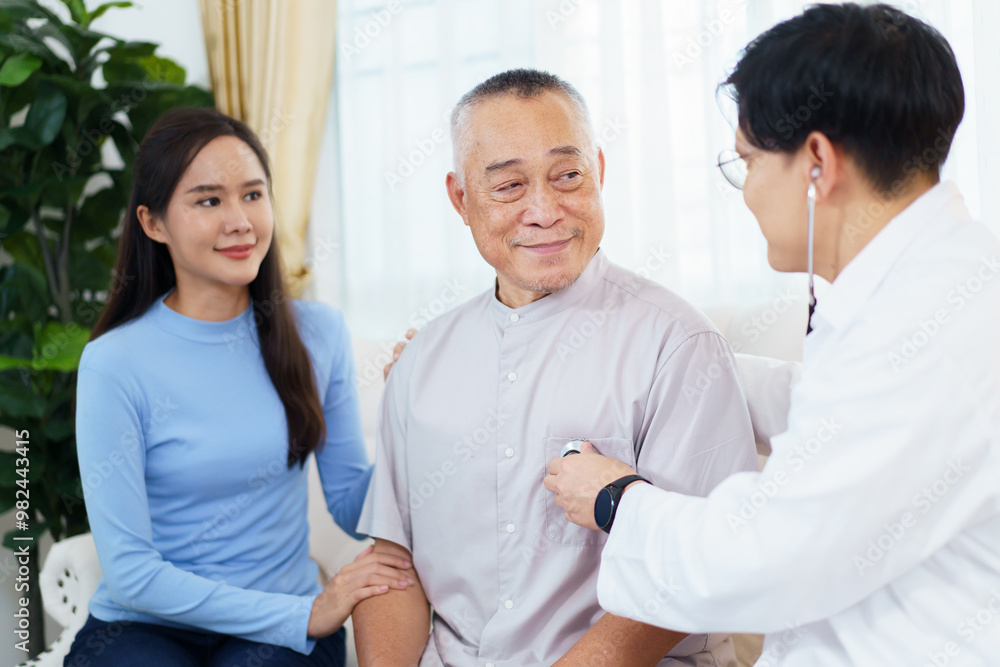 Senior adult male patient having an annual health check with doctor. Senior adult male patient having an annual health check with doctor.