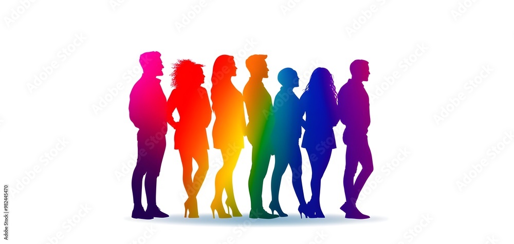 A group of diverse people, teamwork concept, modern flat design, vibrant colors, isolated on white background A group of diverse people, teamwork concept, modern flat design, vibrant colors, isolated on white background