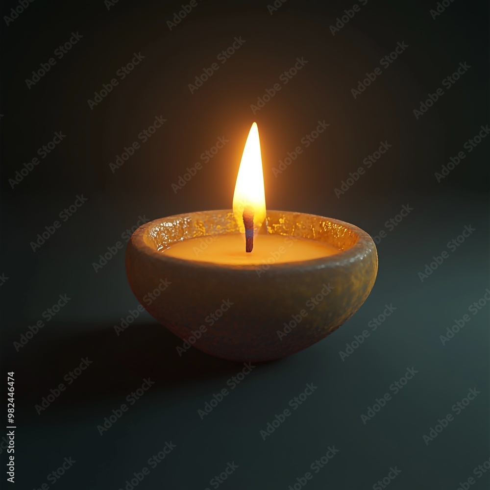 3D Icon: Sacred Candle for Pooja Rituals Illustration Logo 3D Icon: Sacred Candle for Pooja Rituals Illustration Logo
