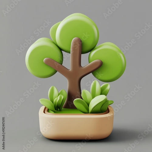 3D Icon: Efforts to Replant and Restore Forests Illustration Logo photo