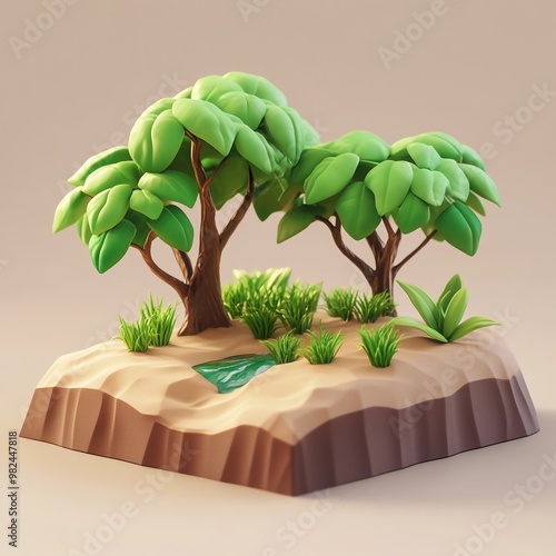 3D Icon: Efforts to Replant and Restore Forests Illustration Logo photo