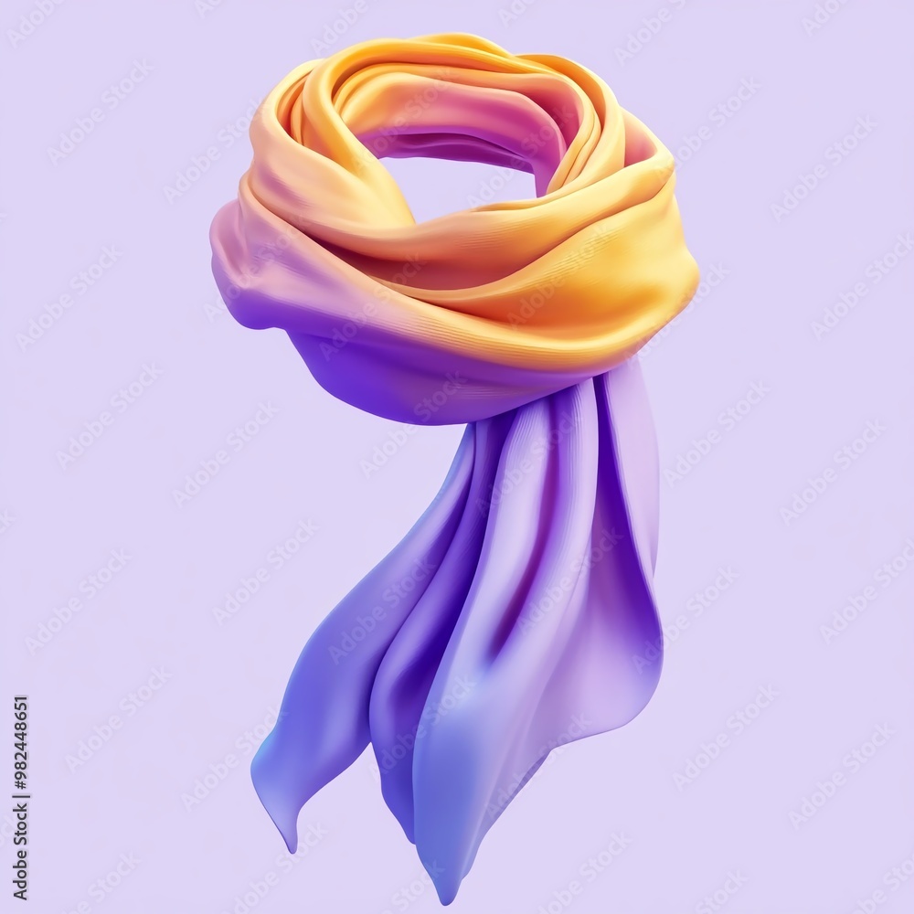 Fototapeta premium 3D Icon: Warm Scarf for Winter Wear Illustration Logo