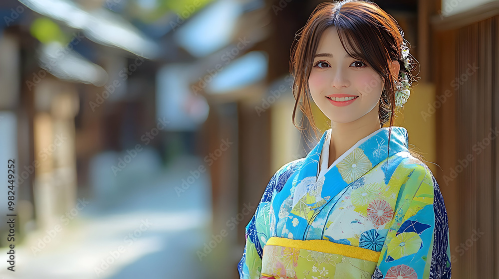 Beautiful Woman in Traditional Japanese Kimono Beautiful Woman in Traditional Japanese Kimono