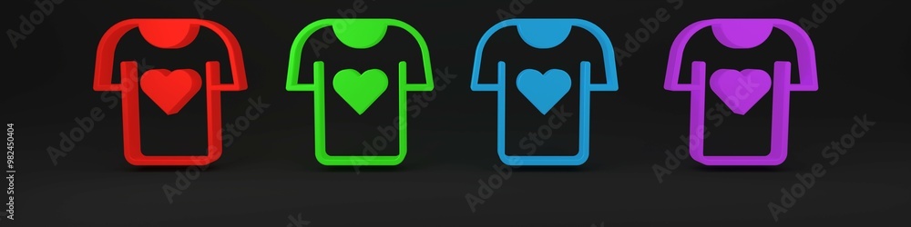 Colorful Clothes donation icon isolated on black background. Minimalism concept. 3D render illustration Colorful Clothes donation icon isolated on black background. Minimalism concept. 3D render illustration
