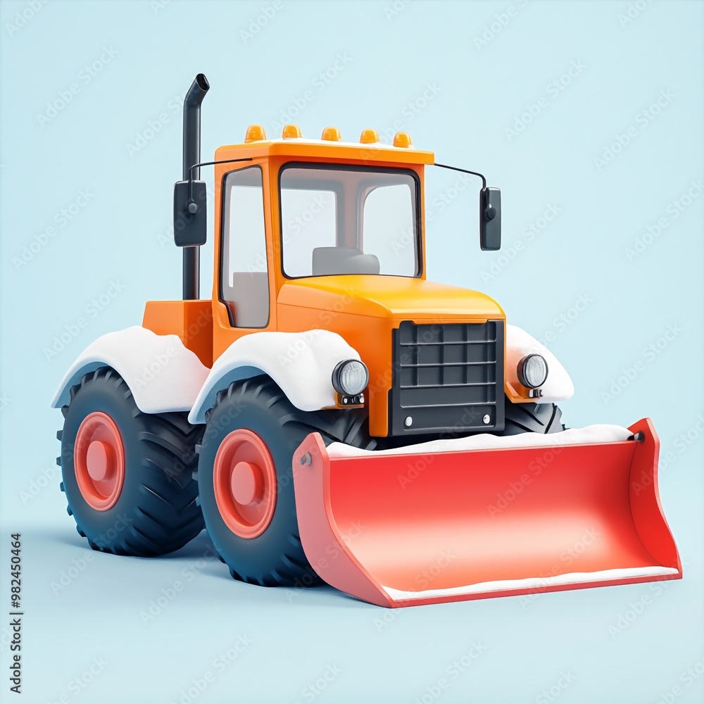 Fototapeta premium 3D Icon: Vehicle for Clearing Snow Illustration Logo