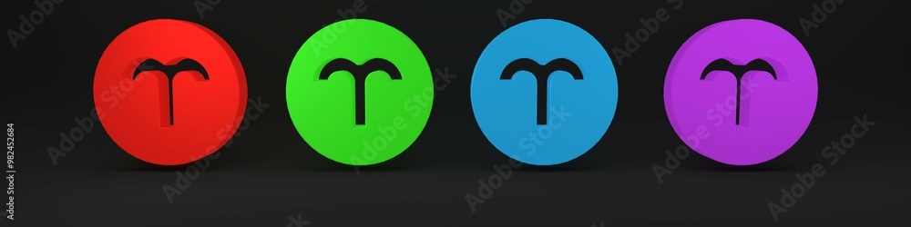Colorful Aries zodiac sign icon isolated on black background. Astrological horoscope collection. Minimalism concept. 3D render illustration Colorful Aries zodiac sign icon isolated on black background. Astrological horoscope collection. Minimalism concept. 3D render illustration
