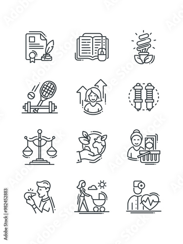 Schedule, Smart weigh, Spark plug, set of icons for web design, vector illustration