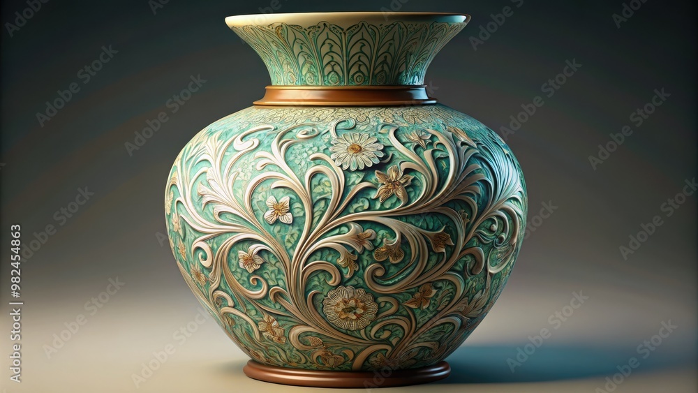 Elegant vase boasts intricate patterns and flowing curves, crafted with precision on paper through the skilled hands of a draftsman's pencil. Elegant vase boasts intricate patterns and flowing curves, crafted with precision on paper through the skilled hands of a draftsman's pencil.