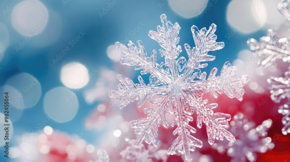 A beautiful close-up of a snowflake, showcasing its intricate patterns against a dreamy, blurred winter background. A beautiful close-up of a snowflake, showcasing its intricate patterns against a dreamy, blurred winter background.
