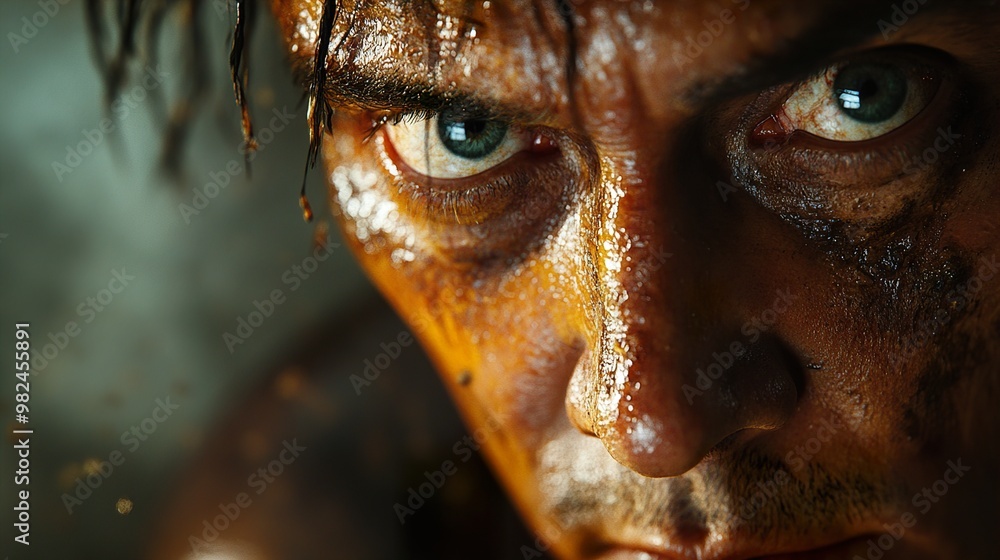 Intense Close-Up Portrait of a Man's Face Intense Close-Up Portrait of a Man's Face