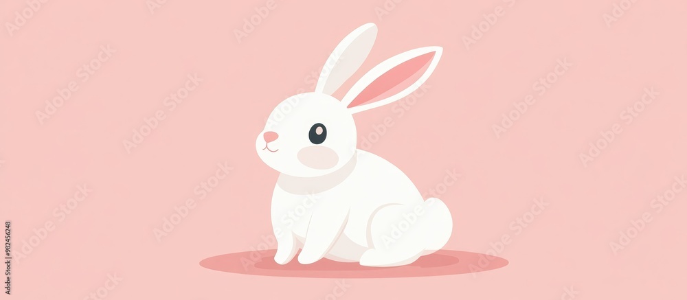 Cute cartoon of a bunny in a flat color style Cute cartoon of a bunny in a flat color style