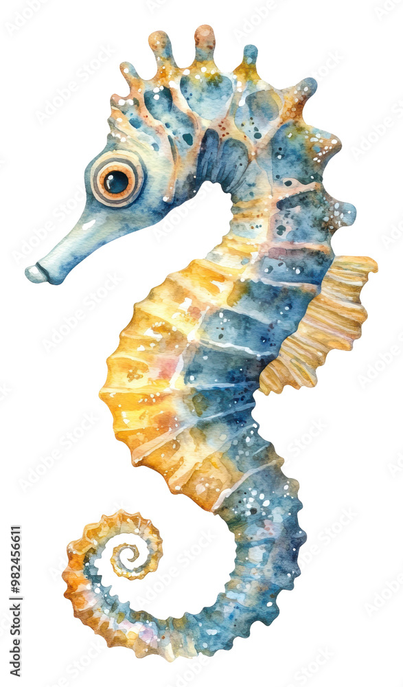Fototapeta premium PNG Colorful seahorse in ocean depths