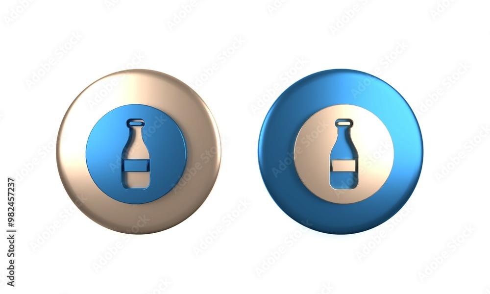 Colorful Bottle icon isolated on white background. Circle button. 3D render illustration Colorful Bottle icon isolated on white background. Circle button. 3D render illustration