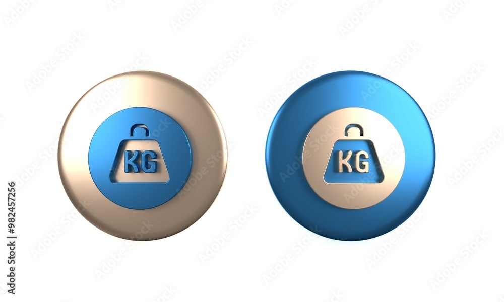 Colorful Weight icon isolated on white background. Kilogram weight block for weight lifting and scale. Mass symbol. Circle button. 3D render illustration Colorful Weight icon isolated on white background. Kilogram weight block for weight lifting and scale. Mass symbol. Circle button. 3D render illustration