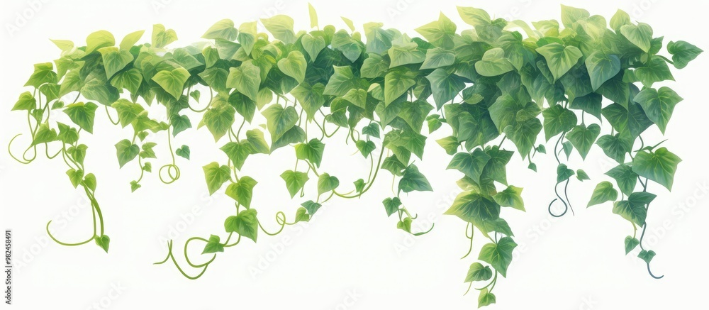 Ivy vine plant isolated on a white background showcasing its climbing nature during the summer season Ivy vine plant isolated on a white background showcasing its climbing nature during the summer season