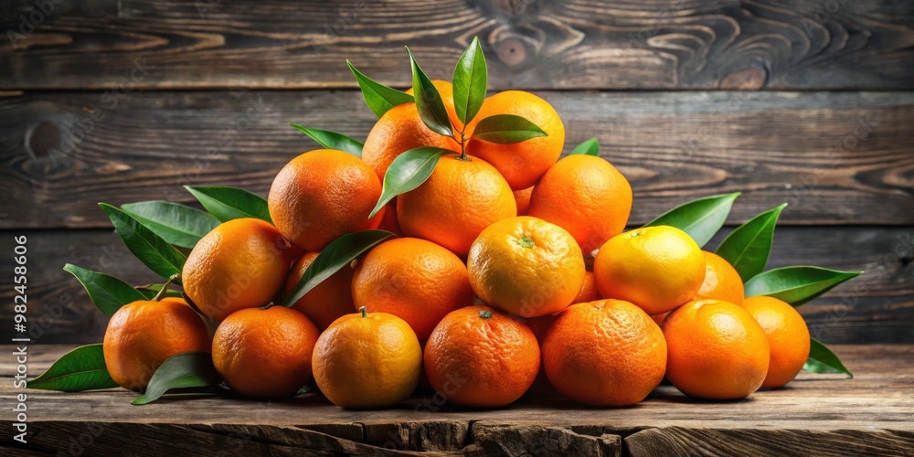 Fresh, vibrant oranges stacked high on a distressed wooden table, the rustic backdrop a perfect contrast to the Fresh, vibrant oranges stacked high on a distressed wooden table, the rustic backdrop a perfect contrast to the