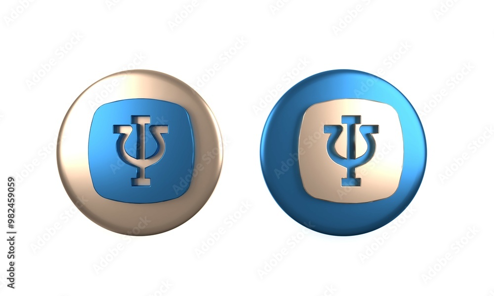 Colorful Psychology icon isolated on white background. Psi symbol. Mental health concept, psychoanalysis analysis and psychotherapy. Circle button. 3D render illustration Colorful Psychology icon isolated on white background. Psi symbol. Mental health concept, psychoanalysis analysis and psychotherapy. Circle button. 3D render illustration