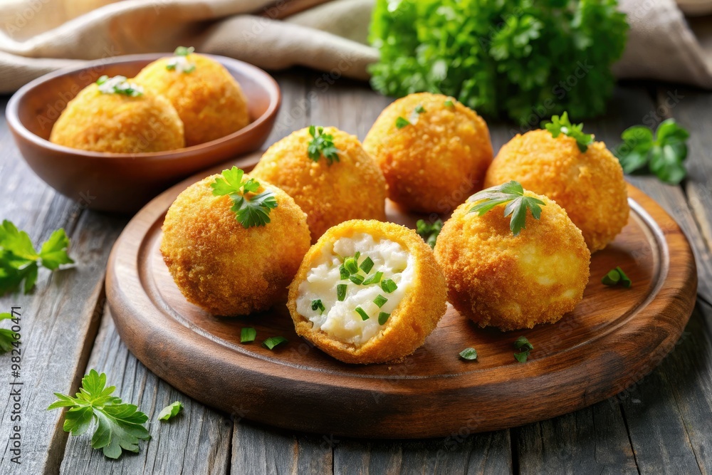 Golden arancini radiate crispy, crunchy exteriors, giving way to velvety, tender cores filled with tantalizing flavors of freshly made traditional Sicilian rice balls. Golden arancini radiate crispy, crunchy exteriors, giving way to velvety, tender cores filled with tantalizing flavors of freshly made traditional Sicilian rice balls.