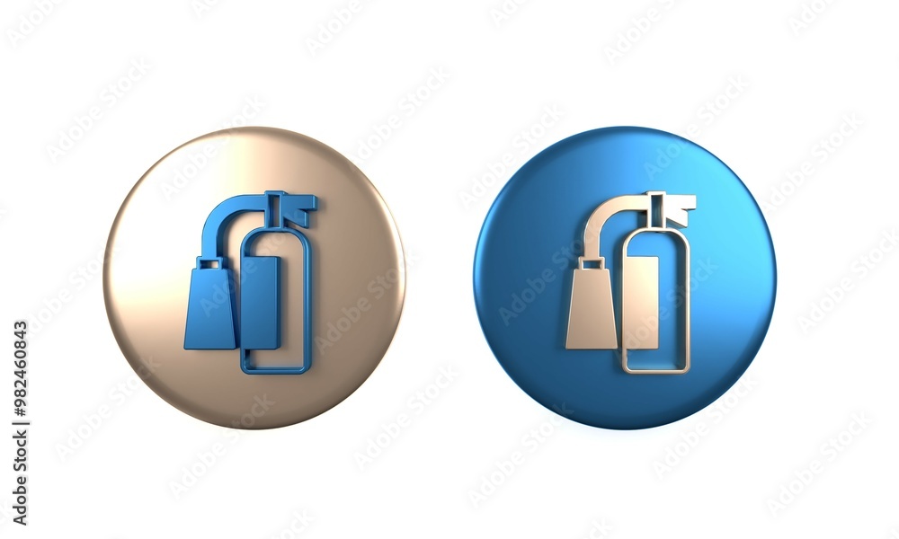 Colorful Fire extinguisher icon isolated on white background. Circle button. 3D render illustration Colorful Fire extinguisher icon isolated on white background. Circle button. 3D render illustration
