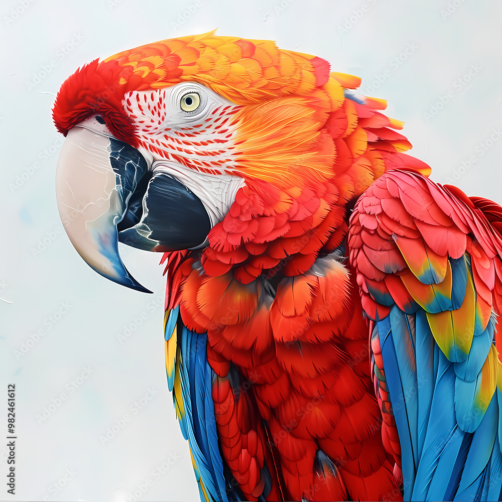Obraz premium magnificent realistic Scarlet Macaw on white background