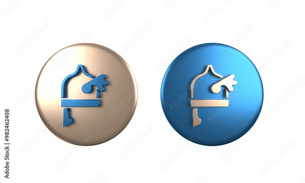 Obraz premium Colorful Viking in horned helmet icon isolated on white background. Circle button. 3D render illustration